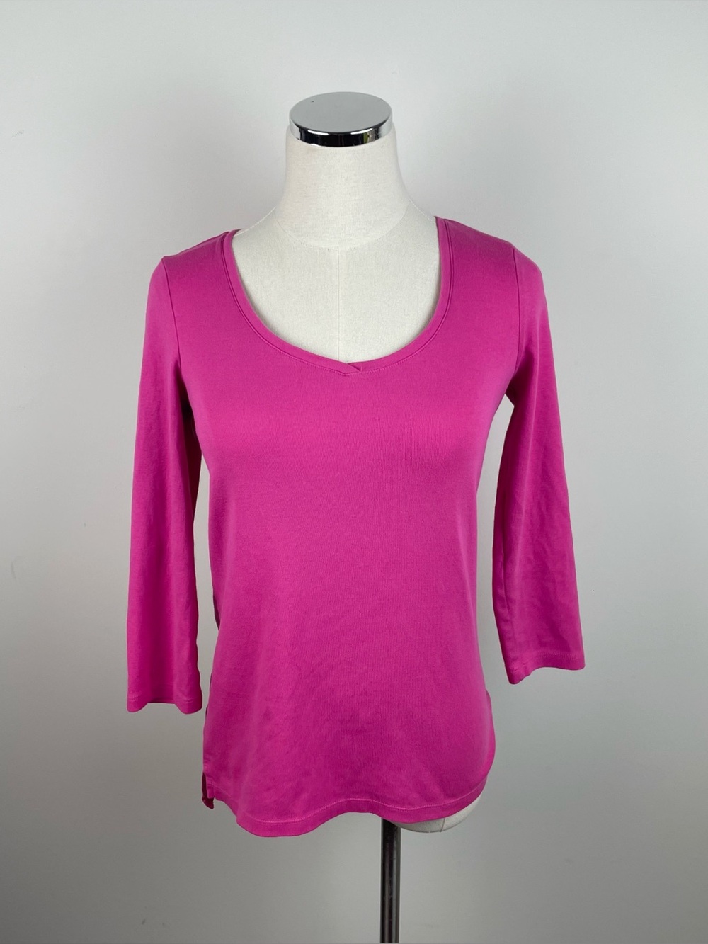 Talbots Solid Pink Weekend Stretch Tee Shirt Top Women Small
